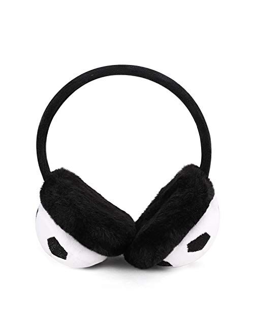 JIAHG Boys Girls Cute Cartoon Football Winter Warm Earmuffs Soft Faux Fur Ear Warmers Kids Outdoor Thermal Comfy Plush Ear Muffs