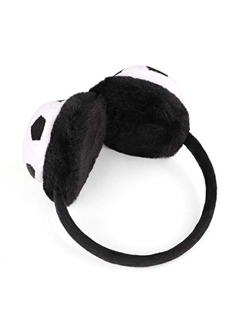 JIAHG Boys Girls Cute Cartoon Football Winter Warm Earmuffs Soft Faux Fur Ear Warmers Kids Outdoor Thermal Comfy Plush Ear Muffs