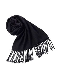 FWGB Scarf for Boy Girl Kids Soft Spring Fall Wrap for Man Woman Toddler Plain Shawl (Black)