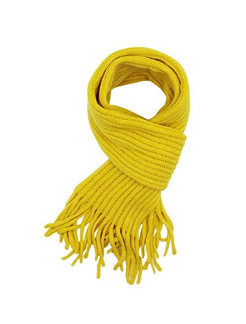 RARITYUS Kids Knitted Tassel Scarf Fashion Solid Color Toddler Soft Warm Scarves Neck Warmer Winter for Girls Womens