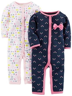 Baby Girls' Cotton Footless Sleep and Play, Pack of 2