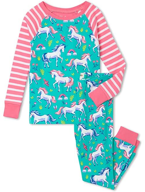 Hatley Kids Unicorn Party Organic Cotton Raglan Pajama Set (Toddler/Little Kids/Big Kids)