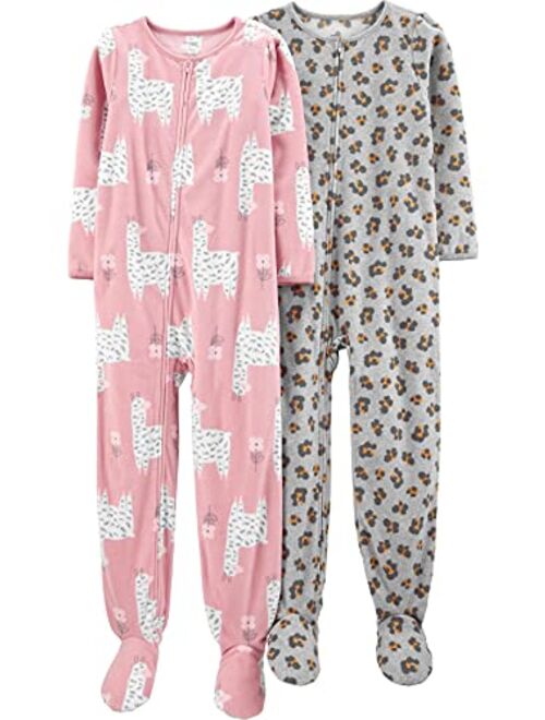 Simple Joys by Carter's Girls Kid Little 2-Pack Loose-fit Fleece Footed Pajamas