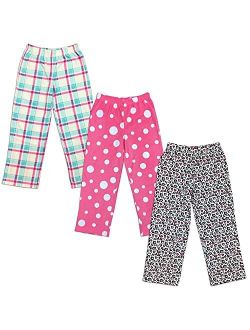 Mad Dog Concepts Mad Dog Girl’s 3 Pack Soft Micro Fleece Fashion Sleepwear Lounge Pajama Pants Stretch Waist