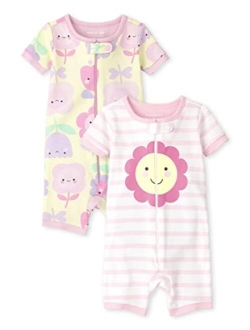 Baby and Toddler Girl Snug Fit Cotton Zip-Front One Piece Pajama