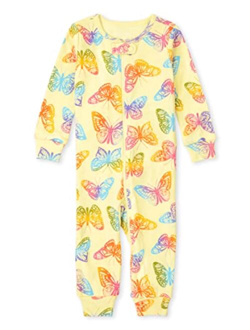 The Children's Place Baby and Toddler Girl Snug Fit Cotton Zip-Front One Piece Pajama