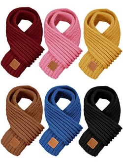 SATINIOR 6 Pieces Kids Winter Scarf Solid Color Knitted Scarves Wrap for Toddler Boy Girls