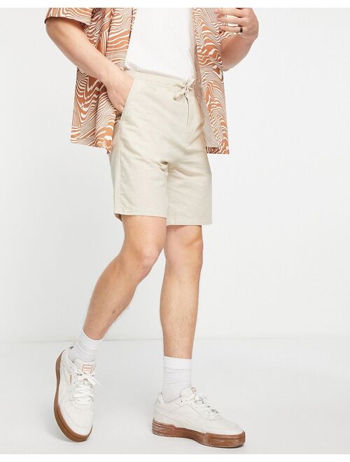 Selected Homme linen mix shorts in beige