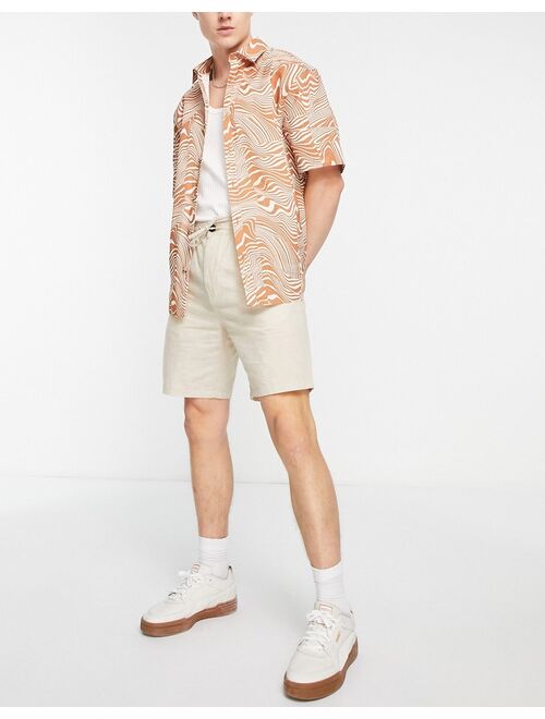 Selected Homme linen mix shorts in beige