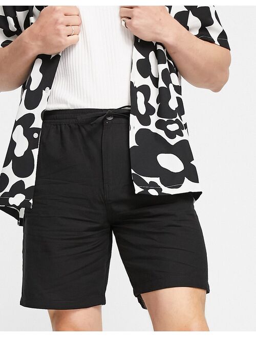 Selected Homme linen mix shorts in black