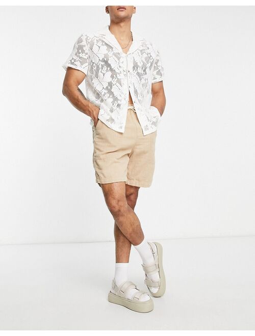 Bershka linen shorts in camel