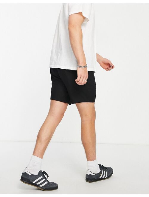 ASOS DESIGN linen slim shorts in black