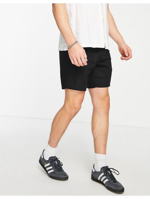 ASOS DESIGN linen slim shorts in black