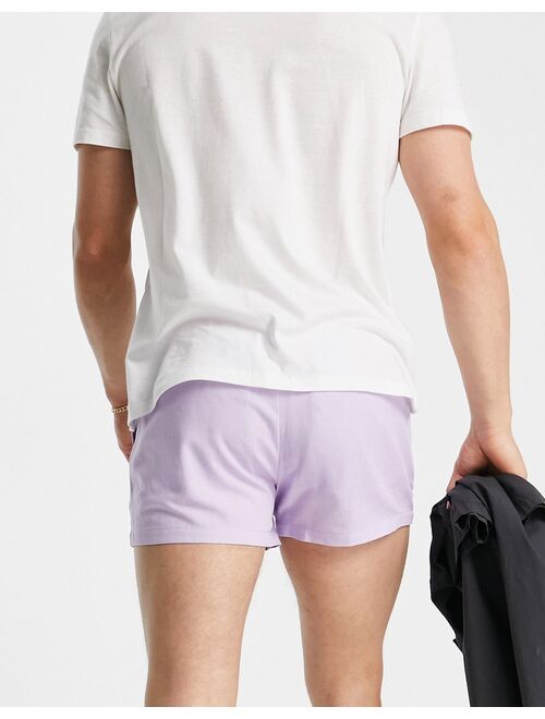 ASOS DESIGN slim shorter shorts in pastel lilac linen mix