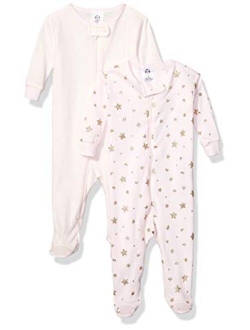 Gerber Baby Girls' 2-Pack Footed Pajamas