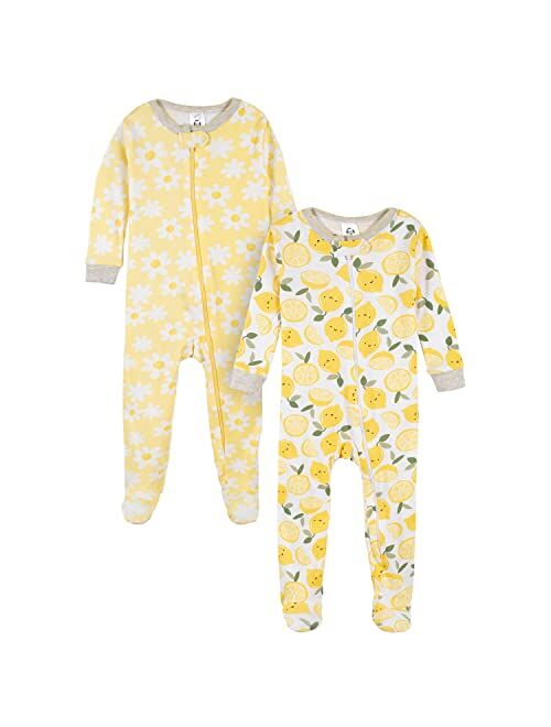 Gerber Baby Girls' 2-Pack Footed Pajamas