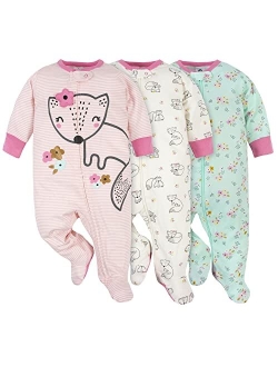 Gerber Baby Girls' 3-Pack Organic Sleep 'N Play