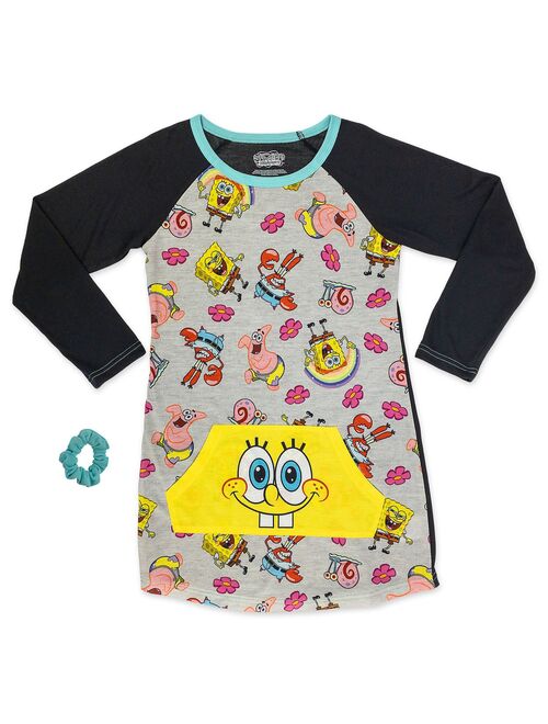 Girls 4-12 Nickelodeon SpongeBob SquarePants Nightgown & Scrunchie Set