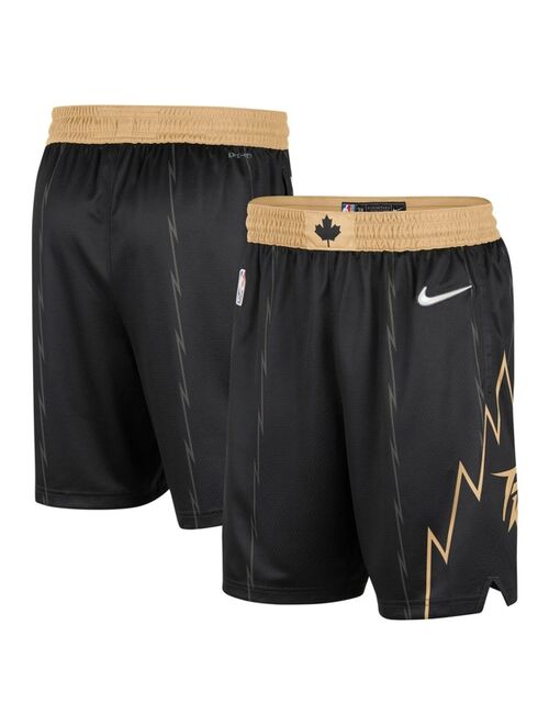 Men's Nike Black and Gold Toronto Raptors 2021/22 City Edition Swingman Shorts