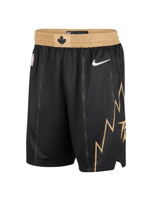 Men's Nike Black and Gold Toronto Raptors 2021/22 City Edition Swingman Shorts