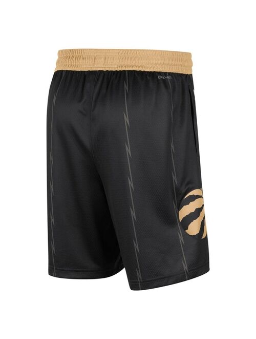 Men's Nike Black and Gold Toronto Raptors 2021/22 City Edition Swingman Shorts