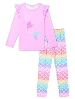 Girls Pajamas Pjs Set Flutter Sleeve Sleepwear Kids Fall Winter Cotton Night Clothes