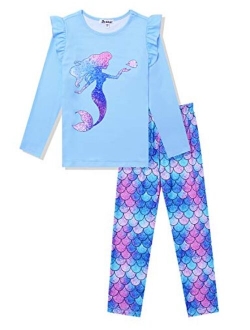 Girls Pajamas Pjs Set Flutter Sleeve Sleepwear Kids Fall Winter Cotton Night Clothes