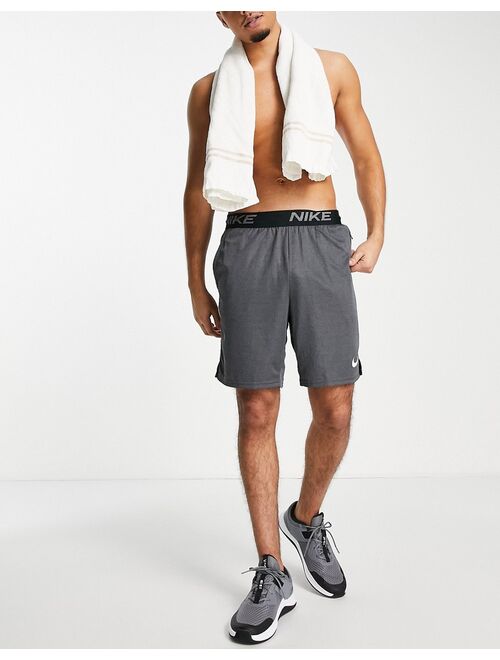 Nike Training Dri-FIT Knit Veneer shorts in black heather