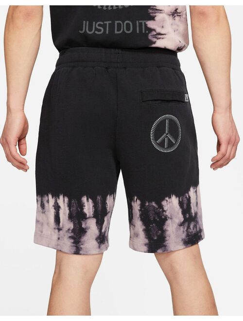 Nike Unity Swoosh ombre acid wash shorts in black