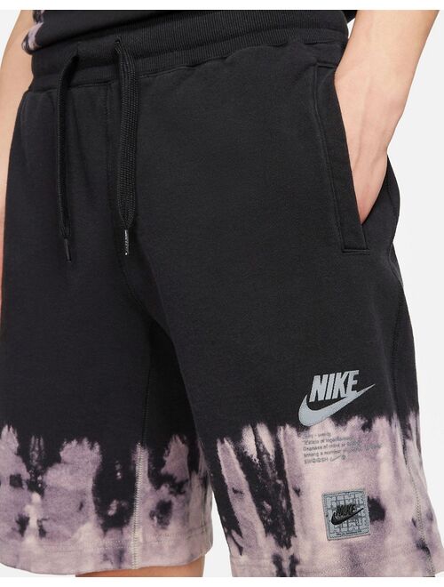 Nike Unity Swoosh ombre acid wash shorts in black