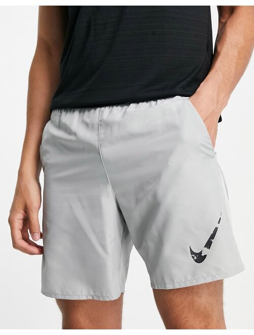 Nike Running Dri-FIT 7-Inch color block shorts in gray