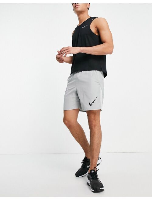 Nike Running Dri-FIT 7-Inch color block shorts in gray