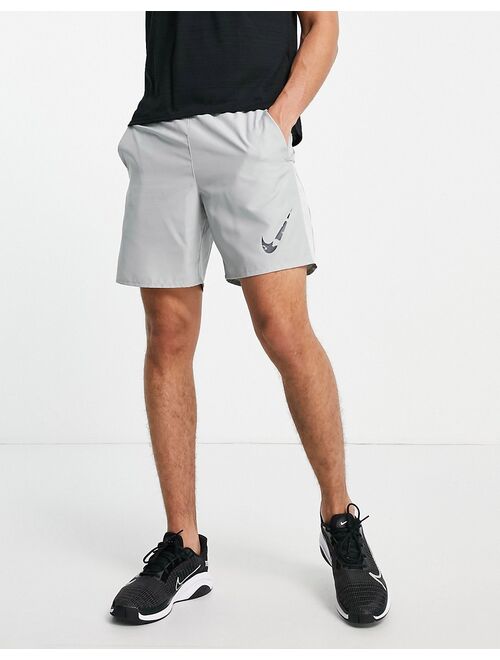 Nike Running Dri-FIT 7-Inch color block shorts in gray