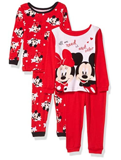 Disney Girls' Minnie Mouse Snug Fit Cotton Pajamas