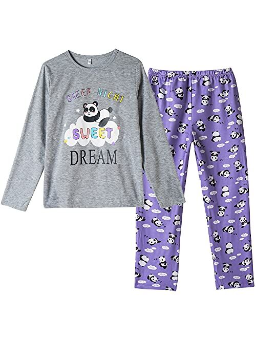 Vopmocld Big Girls Cute Cats Pajama Sets 2PCS Lovely Cotton Winter Sleepwear Nighty Loungewear