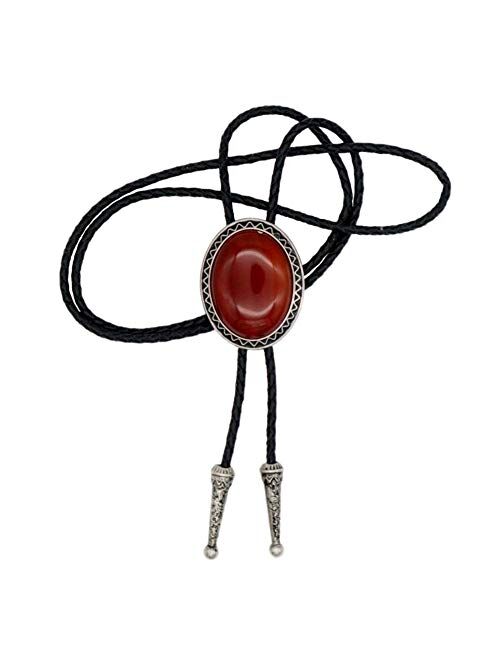 KeCol Fashion Western Native American Handmade Bola tie Vintage Emerald Stone Bolo Tie