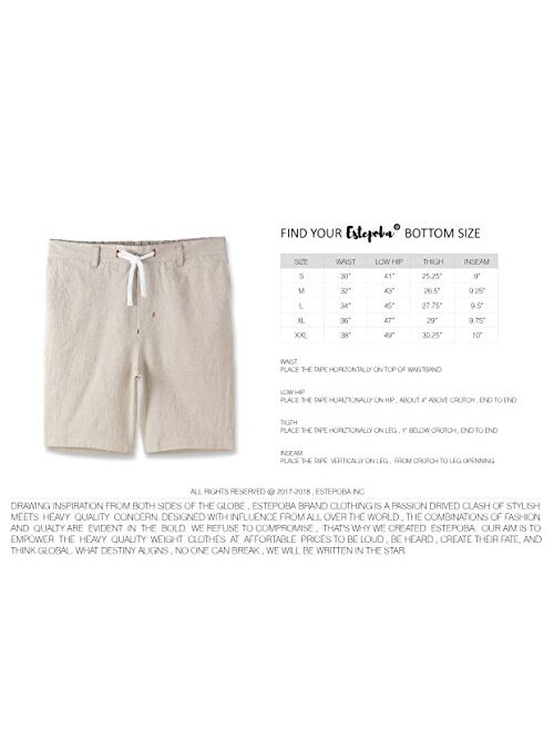 Estepoba Mens Casual Comfy Soft Linen Cotton Drawstring Active Sport Walk Short