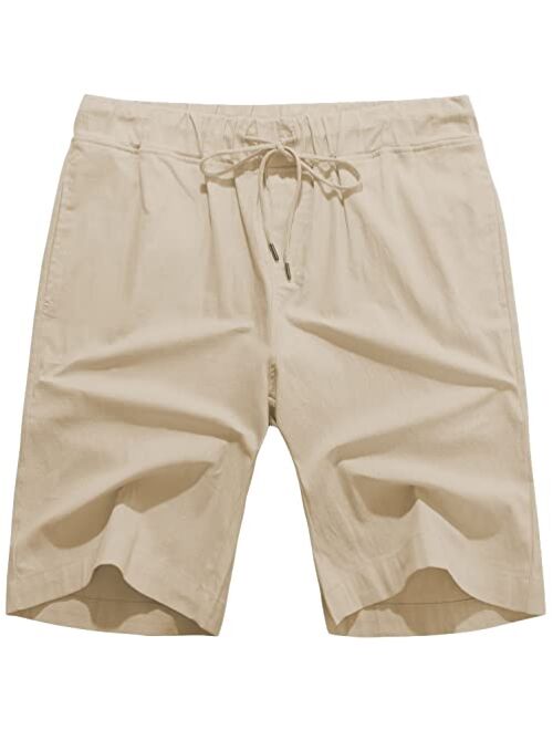 Janmid Men's Linen Casual Classic Fit Short Drawstring Summer Beach Shorts with Pockets