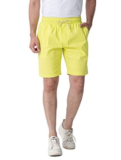 AKA Classyoo Mens Linen Casual Slim Fit Shorts Beach Drawstring Shorts Stretch 9" Inseam Short