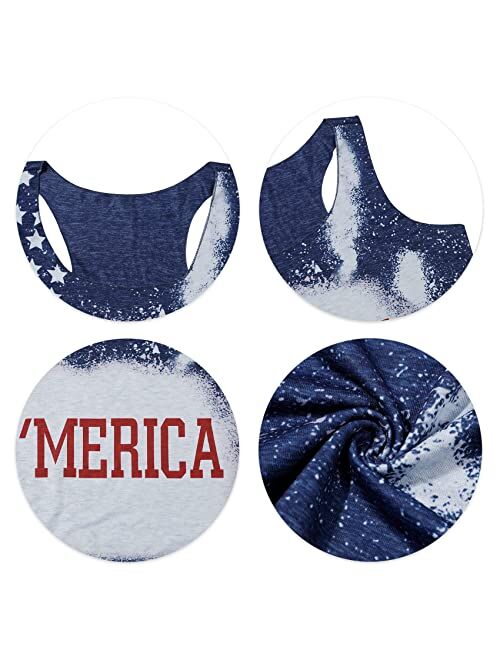 LUKYCILD American Flag Tank Tops Women 4th of July Patriotic Racerback Vest Sleeveless Muscle Shirt Independence Day Gift