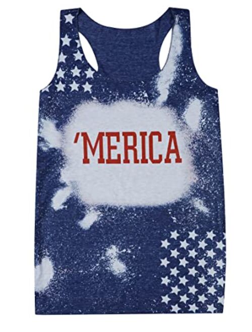 LUKYCILD American Flag Tank Tops Women 4th of July Patriotic Racerback Vest Sleeveless Muscle Shirt Independence Day Gift