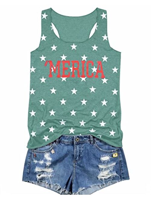 LUKYCILD American Flag Tank Tops Women 4th of July Patriotic Racerback Vest Sleeveless Muscle Shirt Independence Day Gift