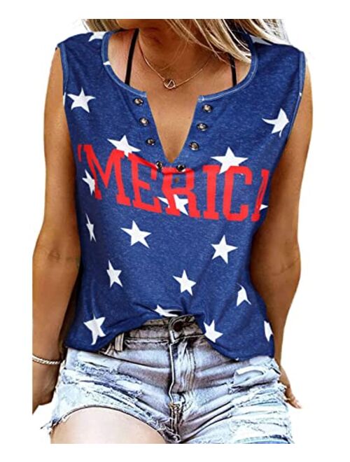 LUKYCILD American Flag Tank Tops Women 4th of July Patriotic Racerback Vest Sleeveless Muscle Shirt Independence Day Gift