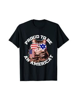 Cat US Flag Sunglasses Proud To Be An Americat TShirt T-Shirt