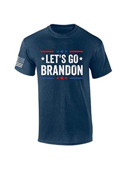 Trenz Shirt Company Let's Go Brandon Patriotic FJB Funny Political Men's Short Sleeve T-Shirt Graphic Tee