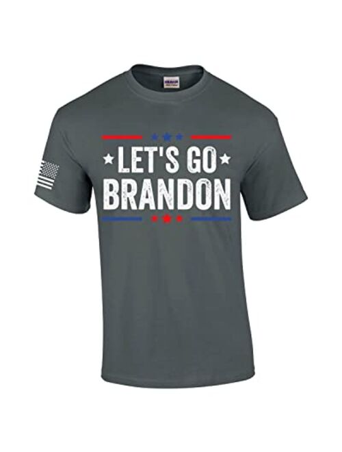 Trenz Shirt Company Let's Go Brandon Patriotic FJB Funny Political Men's Short Sleeve T-Shirt Graphic Tee