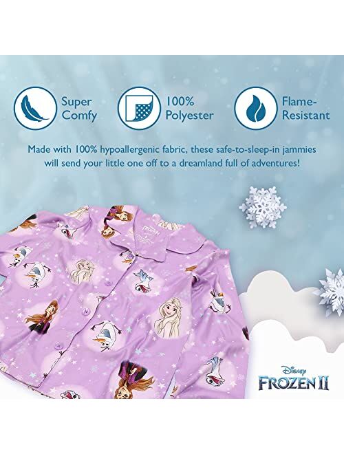 Disney Girls’ Big “Frozen” Button-Front Pajama Set