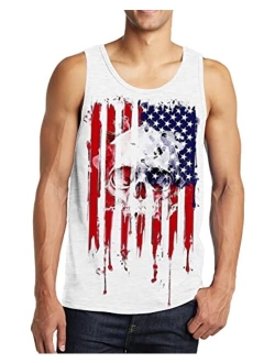 AIDEAONE 4th of July Independence Day USA Flag Sleeveless T-Shirts Gym Fitness Singlet Vest for Men