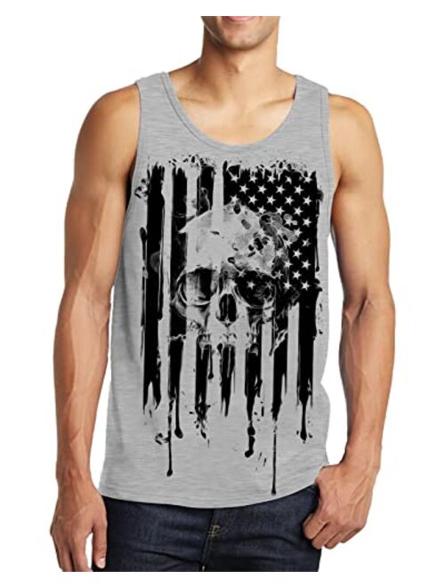 AIDEAONE 4th of July Independence Day USA Flag Sleeveless T-Shirts Gym Fitness Singlet Vest for Men