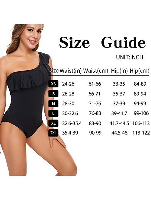 Mordlanka Period Swimwear One Piece Leakproof Swimsuit One Shoulder Bathing Suits for Women Teen Girls